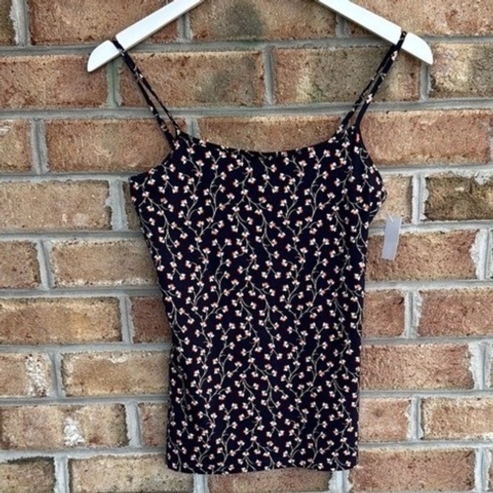 Ann Taylor Factory Navy Floral Spaghetti Strap Cami